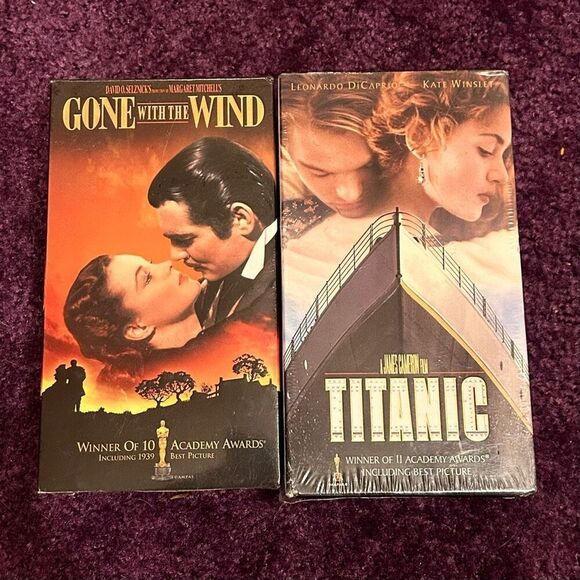 Gone With The Wind, Titanic VHS Tapes Vintage Set of Romantic Movies New Sealed - Picture 1 of 7